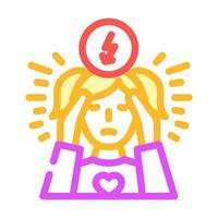 girl kid stress headache color icon vector illustration