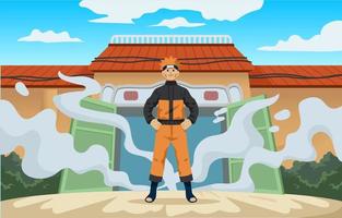 Background of Japanese Ninja Character vector