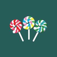 realistic colorful flat lollipop, sugar candy or gums on stick, vector set of sweet lollypops