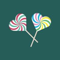 realistic colorful flat lollipop, sugar candy or gums on stick, vector set of sweet lollypops