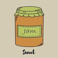Jar of jam vector colored icon.