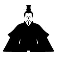 Emperor Japan China silhouette Chinese nobility Japanese ancient character avatar imperial ruler icon black color vector illustration image flat style
