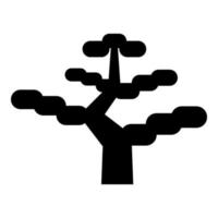 bonsai árbol japonés icono negro color vector ilustración imagen plano estilo