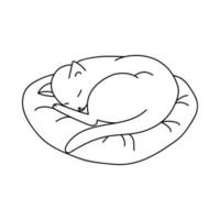 Cat sleeping on a pillow vector icon.