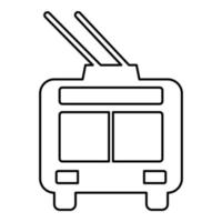 Trolleybus electric city transportation urban public transport trolley bus contour outline line icon black color vector illustration image thin flat style