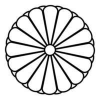 Saco de brazos de Japón Japón imperial sello central Dto con dieciséis pétalos nacional emblema contorno contorno línea icono negro color vector ilustración imagen Delgado plano estilo