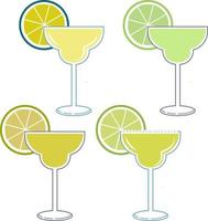 Summer Margarita Cocktail Vector Concept. drink glass. minimalist design. illustration