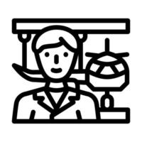 aeronáutico ingeniero trabajador línea icono vector ilustración