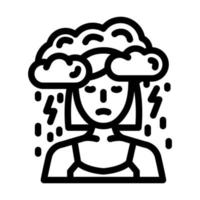 unhappy person stress headache line icon vector illustration