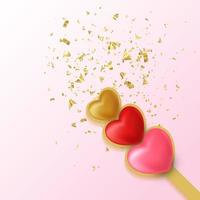 Abstract background with golden heart and sparkling vector