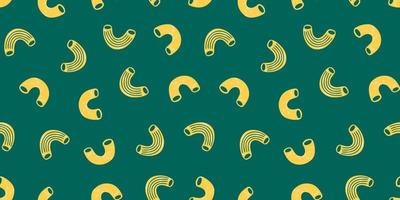 Italian pasta seamless pattern isolated on green background. Macaroni pasta. Modern print for menu design, cookbooks, invitations, greeting cards. vector