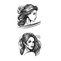 2 Beautiful Girls Logos,Line Art,Digital Art,Hand Written Art,vector vector