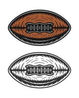 Vintage retro woodcut american football rugby ball. Can be used like emblem, logo, badge, label. mark, poster or print. Monochrome Graphic Art. vector