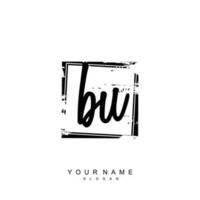 Initial BU Monogram with Grunge Template Design vector