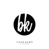 Initial BK Monogram with Grunge Template Design vector