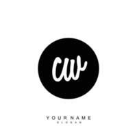 Initial CW Monogram with Grunge Template Design vector