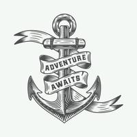 Anchor with typography. Monochrome graphic Art. Vector