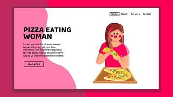 pizza eating woman vector