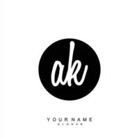 Initial AK Monogram with Grunge Template Design vector