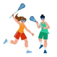 lacrosse sport woman vector