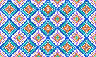 Ethnic Abstract Background cute green blue orange geometric tribal folk Motif Arabic oriental native pattern traditional design carpet wallpaper clothing fabric wrapping print batik folk knit vector