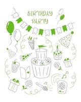 vector illustration Happy birthday doodle set