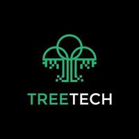 árbol tecnología logo vector diseño