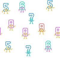 number character cute vector seamless pattern