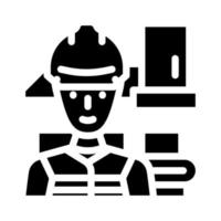 industrial ingeniero trabajador glifo icono vector ilustración