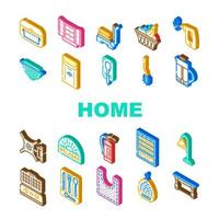 home interior house design icons set vector
