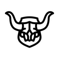 cráneo vaca cuerno animal línea icono vector ilustración