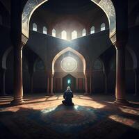 Orando a mezquita. ai generado foto
