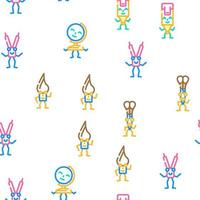 stationery character school vector seamless pattern