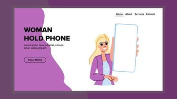 woman hold phone vector