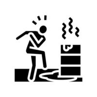 dangerous substance spill man accident glyph icon vector illustration