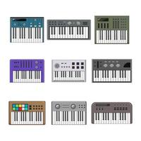 synthesizer audio set cartoon vector illustration