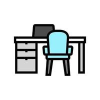 table laptop chair home office color icon vector illustration