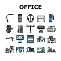 office gadget computer business icons set vector