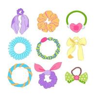 hair scrunchies set cartoon vector illustration