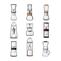 ice drip coffee set cartoon vector illustration