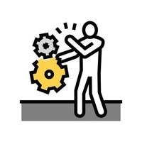 stuck hand lathe man color icon vector illustration