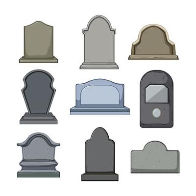 headstone set cartoon vector illustration