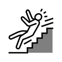 steps fall man accident color icon vector illustration