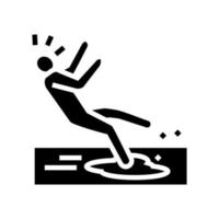 slipped puddle man accident glyph icon vector illustration