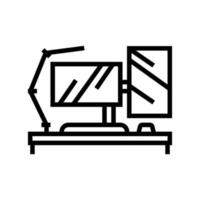 monitor lamp home office line icon vector illustration