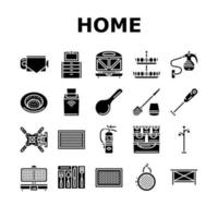 home interior accessories design icons set vector