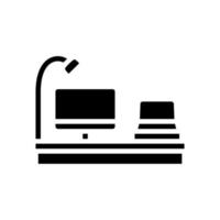monitor laptop stand lamp home office glyph icon vector illustration