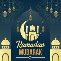 islámico saludos Ramadán Mubarak diseño vector