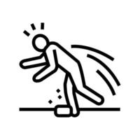 tripped fall man accident line icon vector illustration