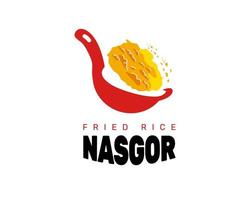 Illustration of cooking nasi goreng, fried rice vector